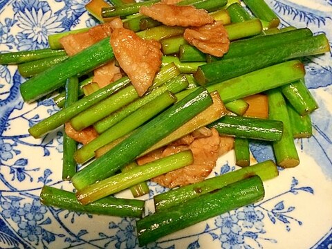 にんにくの芽と豚バラ炒め